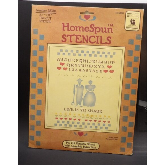 HomeSpun Stencils 8.5"x11" Pre-Cut Reusable Alphabet & Numbers "Life Is To Share - Picture 4 of 6